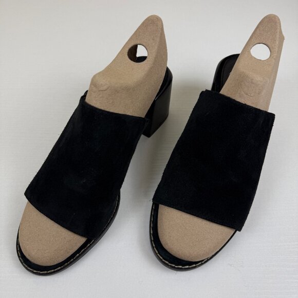 EUC Aquatalia Black Suede Leather Jayne Mules Heel Slides - Picture 1 of 13